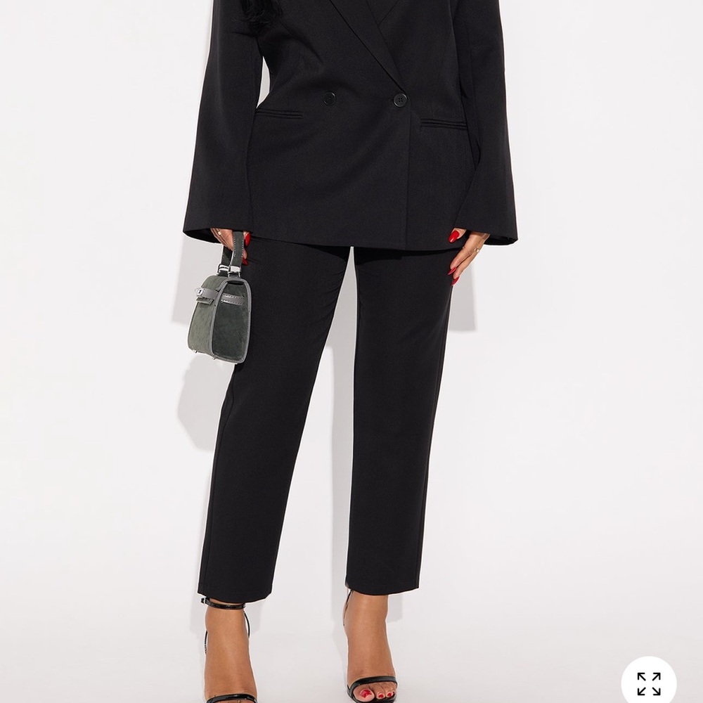 Women's Black Tailored Straight-Leg Pant & Oversized Blazer Set